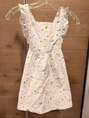 ANGEL DEAR Corduroy Daisy Pinafore Dress Ruffle Straps Size 4T